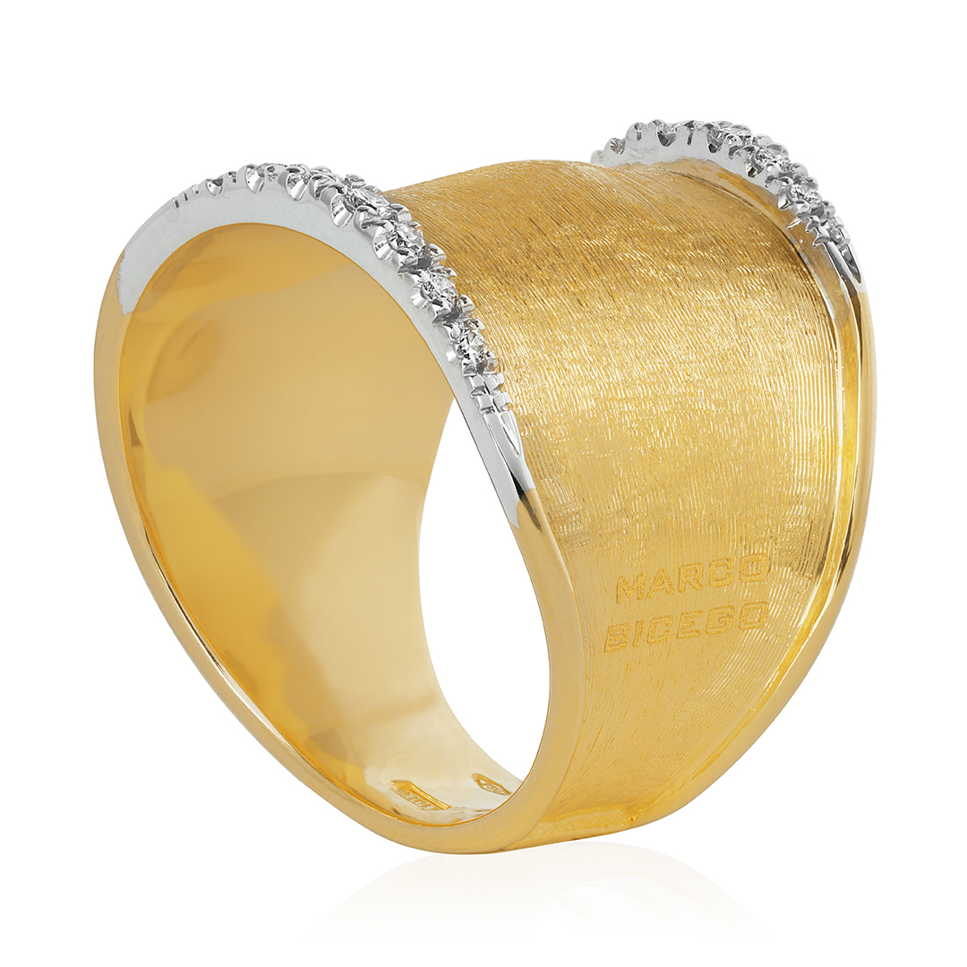 Marco Bicego 18K Yellow and White Gold Lunaria Collection  Ring With Round Diamonds