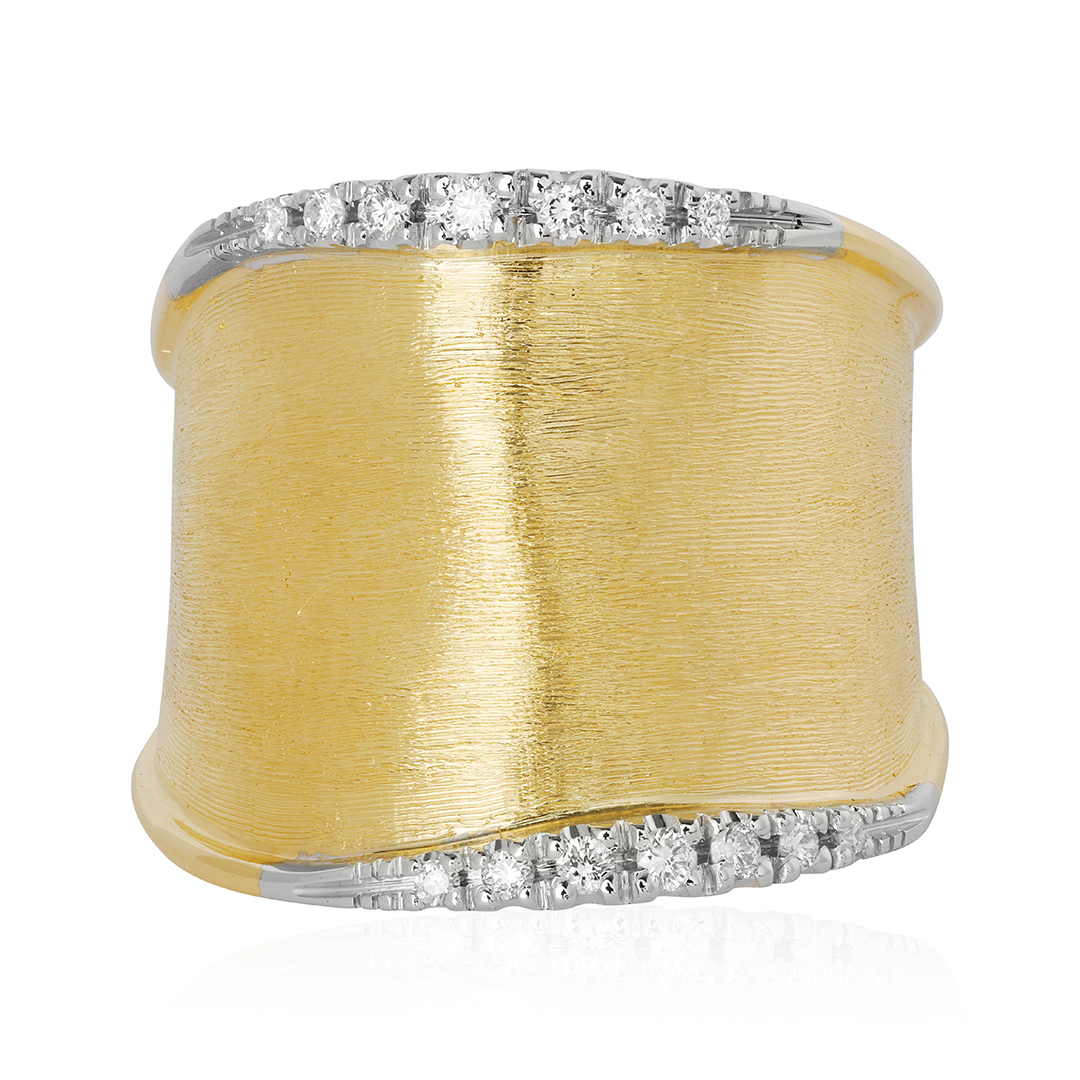 Marco Bicego 18K Yellow and White Gold Lunaria Collection  Ring With Round Diamonds itemprop=