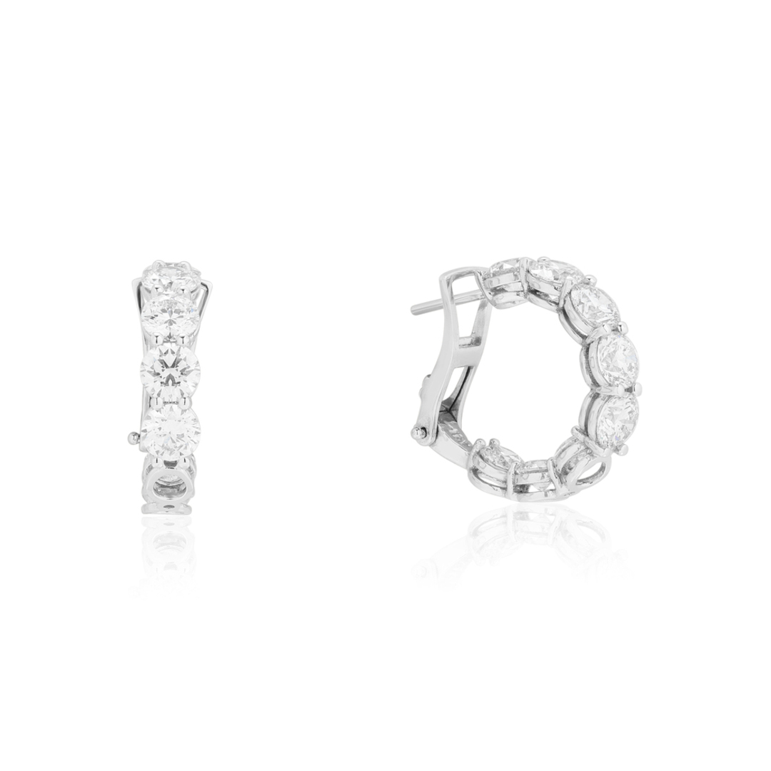 18K White Gold and Diamond Inside Out Hoop Earrings
