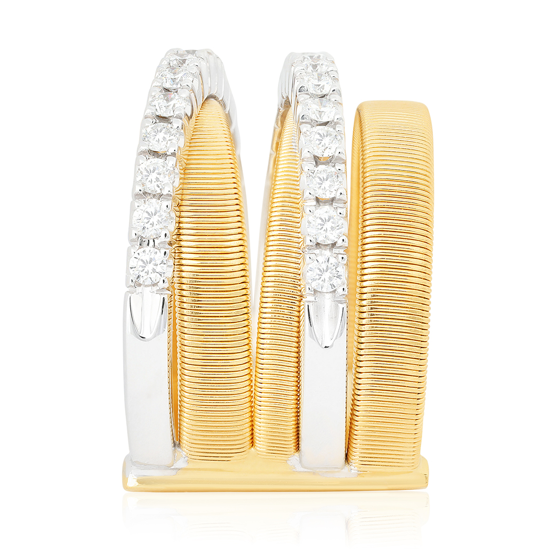 Marco Bicego 18K Yellow and White Gold Masai Collection Crossover Diamond Ring