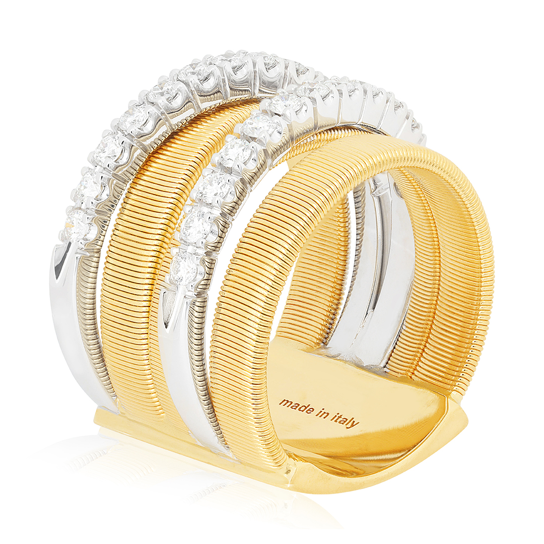 Marco Bicego 18K Yellow and White Gold Masai Collection Crossover Diamond Ring