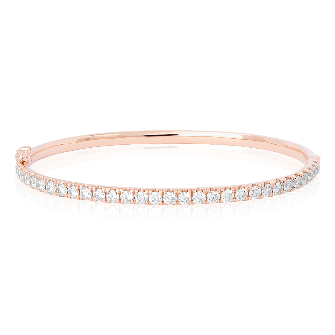 14K Rose Gold Diamond Bangle Bracelet