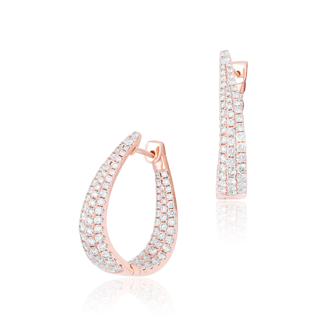 18K Rose Gold Inside Out Diamond Hoop Earrings