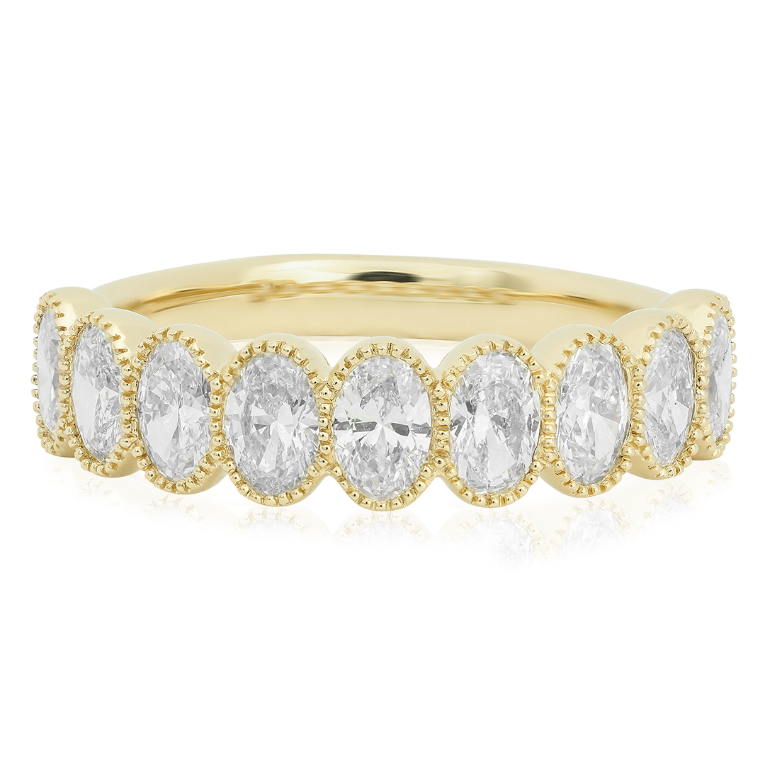 14K Yellow Gold Oval Diamond Band