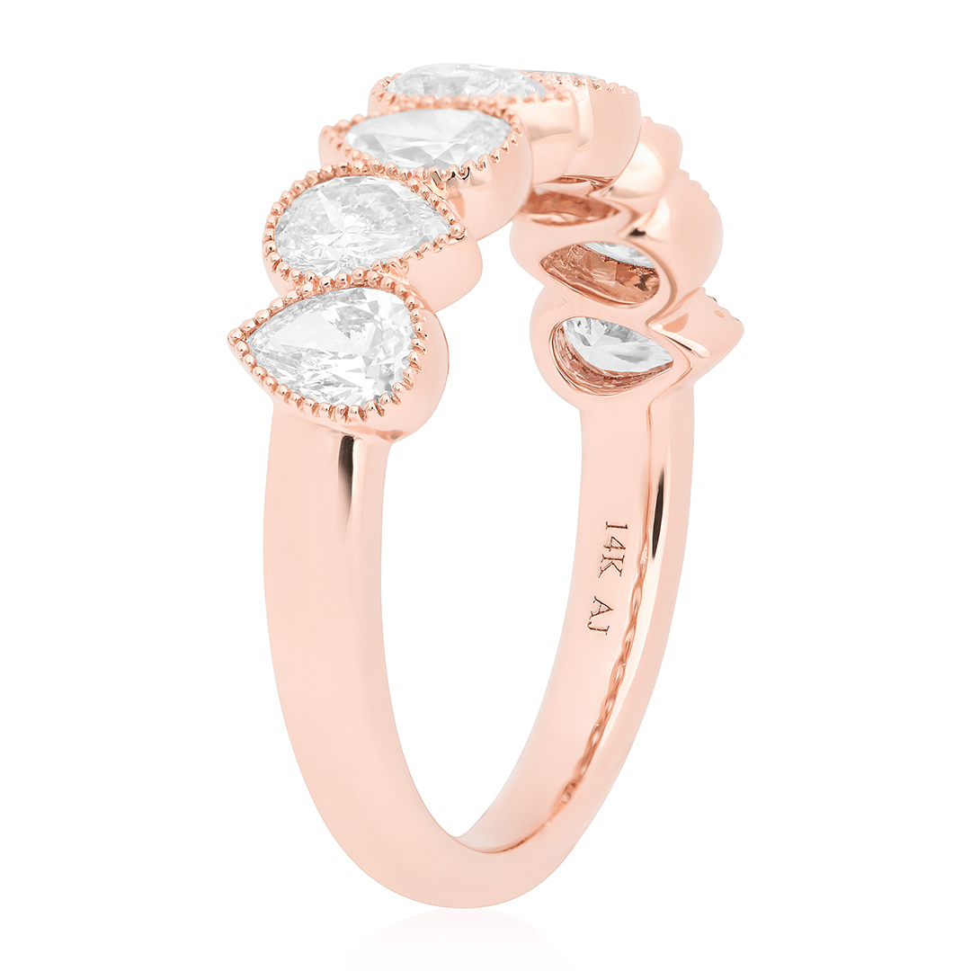 14K Rose Gold Pear Shape Diamond Band