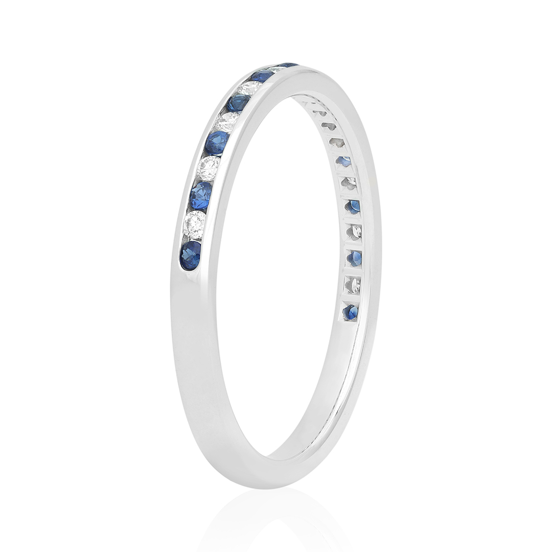 18K White Gold Sapphire and Diamond Band