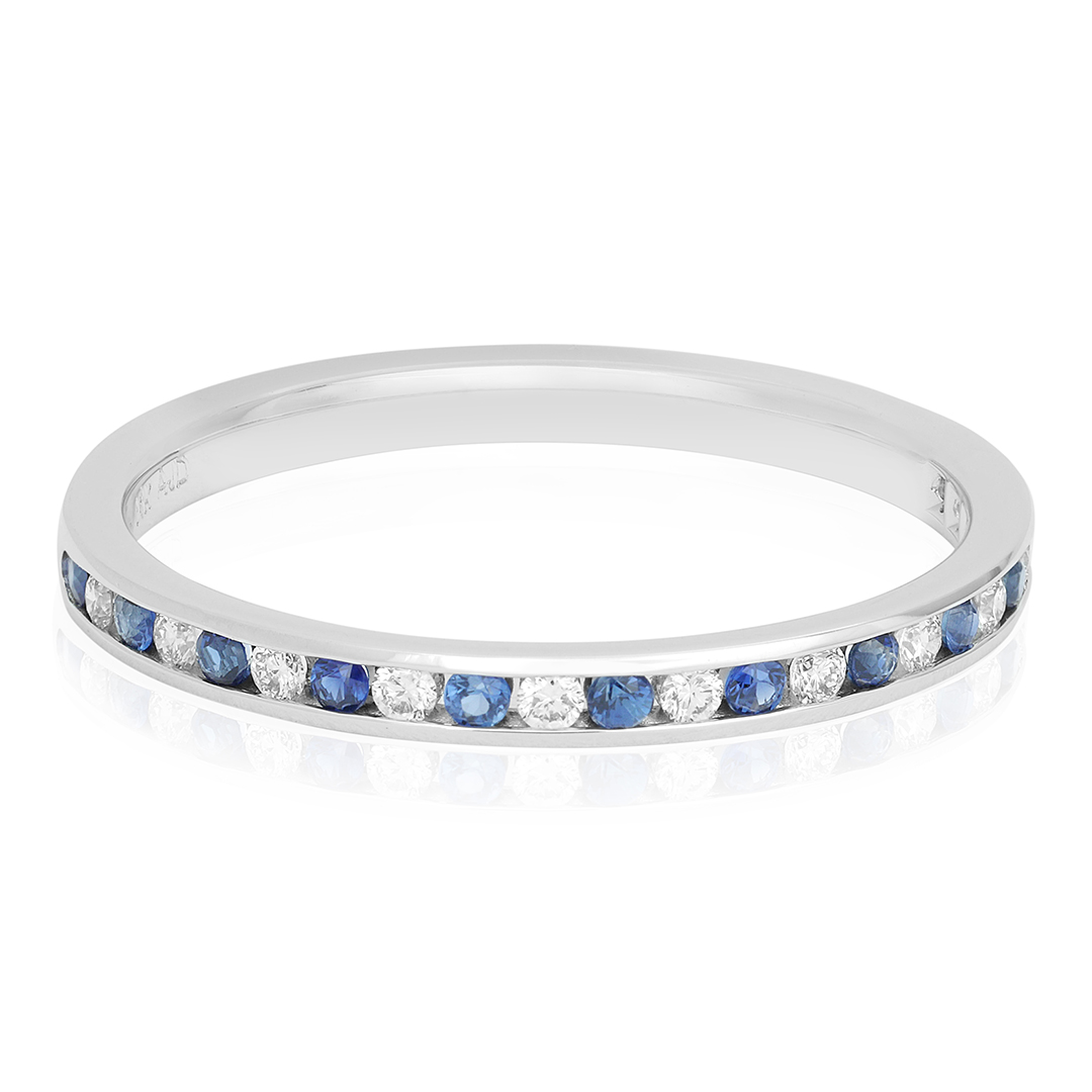 18K White Gold Sapphire and Diamond Band