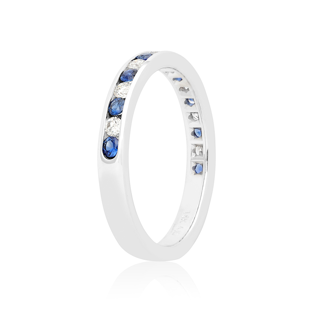 18K White Gold Sapphire and Diamond Band