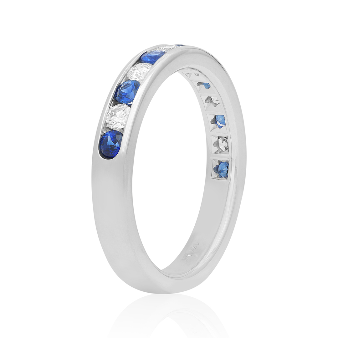 TIVOL 18K White Gold Sapphire and Diamond Band