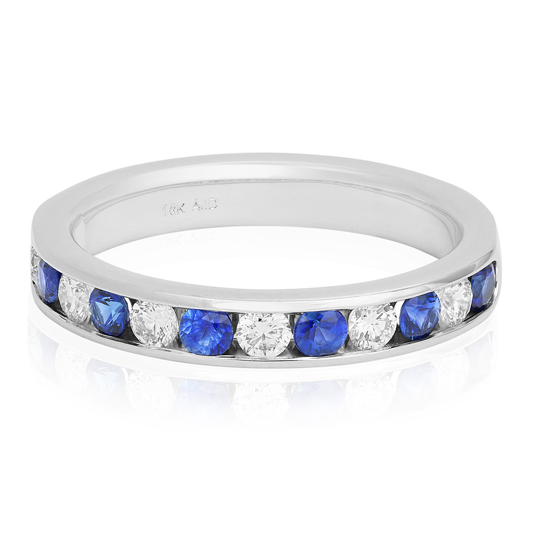 TIVOL 18K White Gold Sapphire and Diamond Band