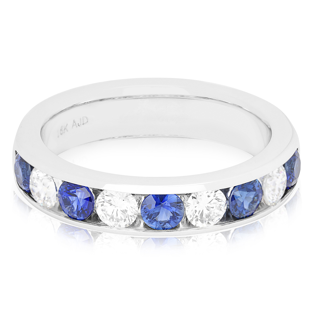 TIVOL 18K White Gold Sapphire and Diamond Channel