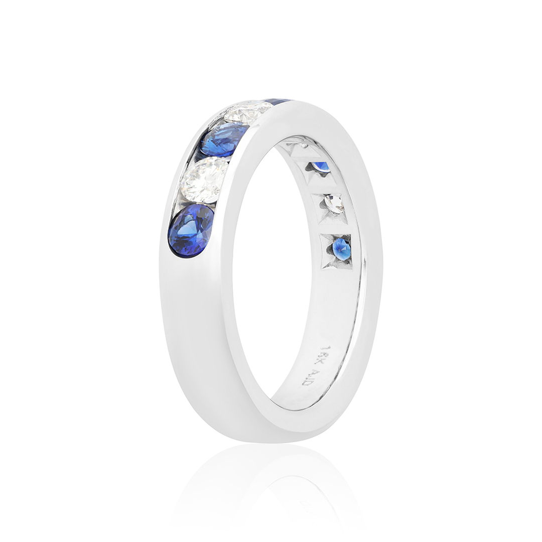 Tivol White Gold Sapphire and Diamond Band