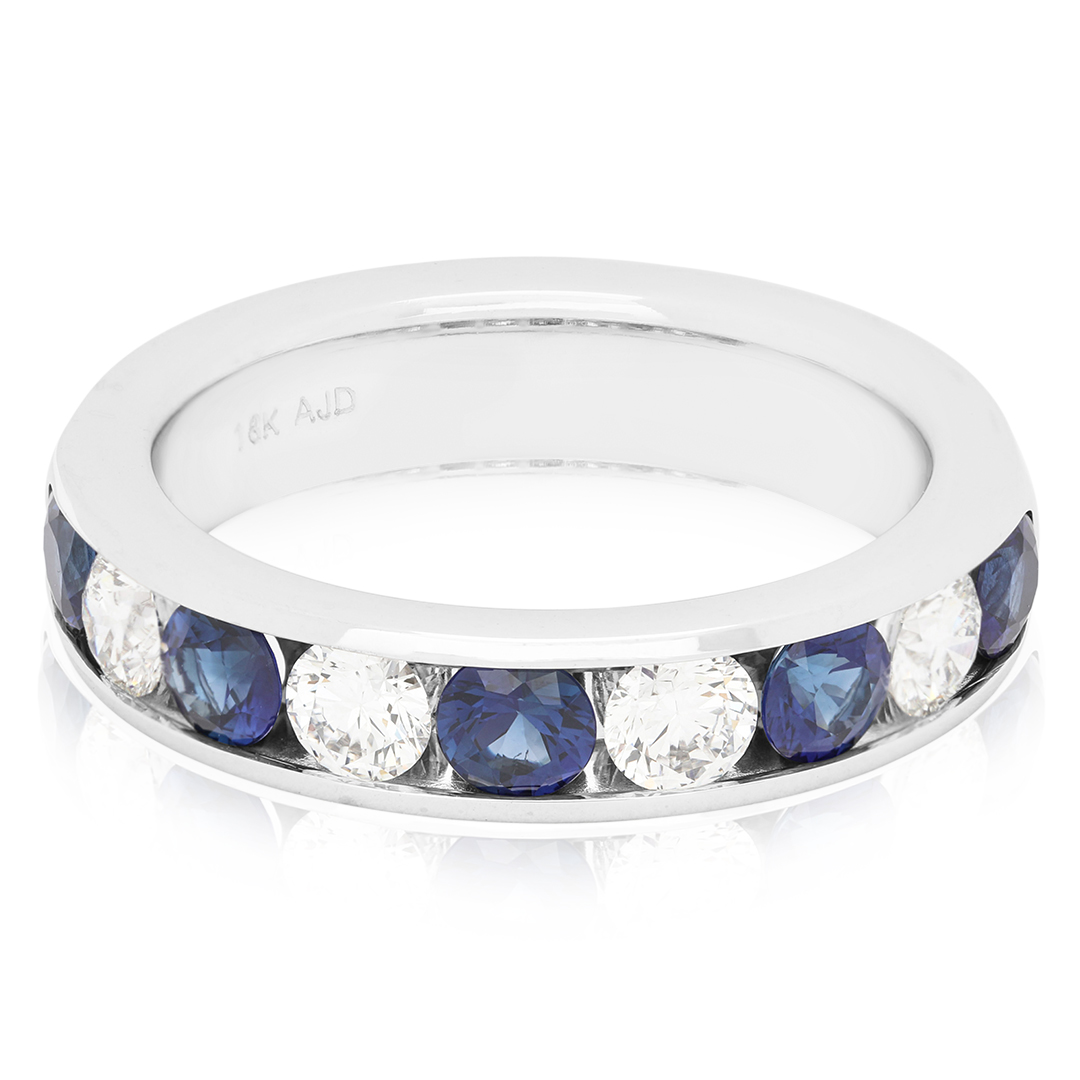 Tivol White Gold Sapphire and Diamond Band