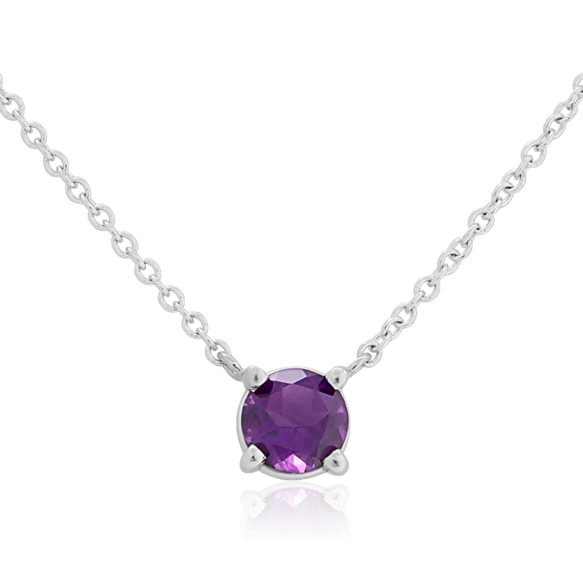 TIVOL 18k White Gold and Amethyst Solitaire Necklace