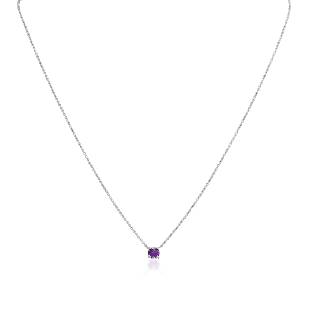 TIVOL 18k White Gold and Amethyst Solitaire Necklace