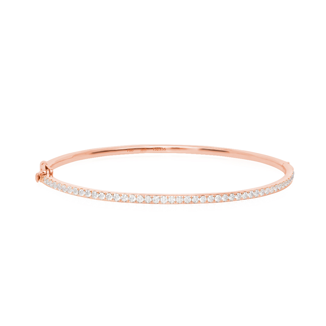 18K Rose Gold Stackable Collection Diamond Bangle Bracelet itemprop=