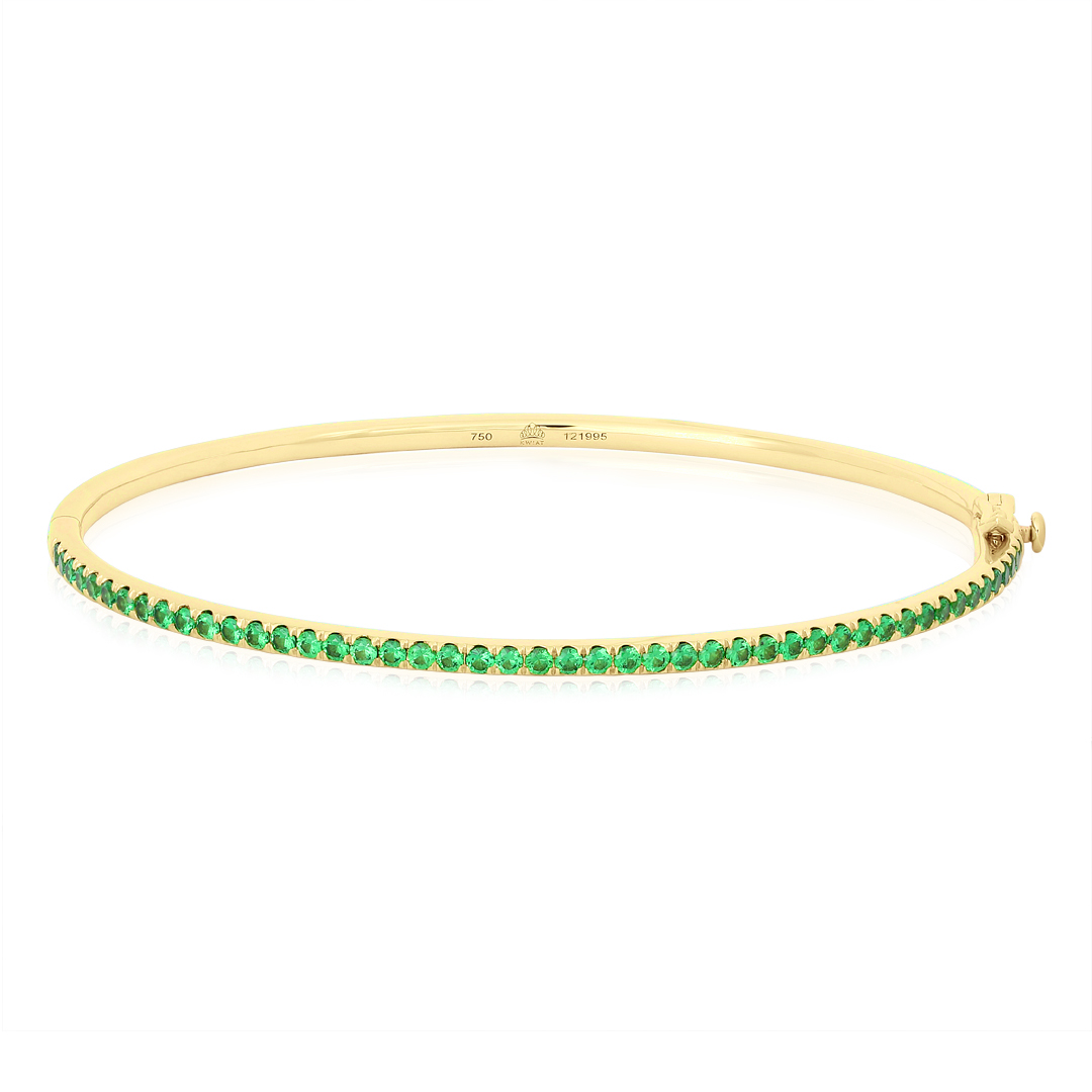 18K Yellow Gold Stackable Collection Tsavorite Bangle Bracelet itemprop=