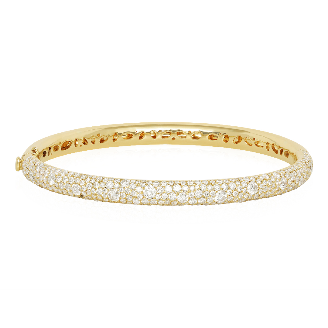 18K Yellow Gold Cobblestone Collection Diamond Bangle Bracelet itemprop=