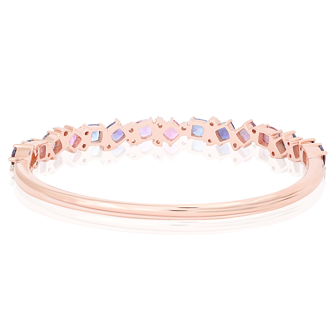 Penny Preville 18K Rose Gold Bracelet With Rainbow Colored Sapphires and Round Diamond