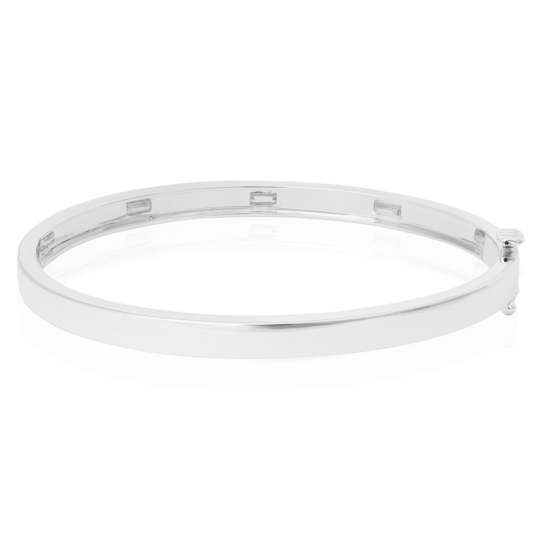 Penny Preville 18k White Gold Moderne Bangle with Baguette Diamonds