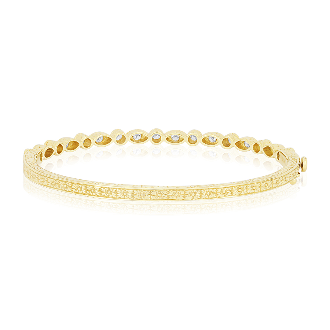 Penny Preville 18K Yellow Gold Round and Marquise Station Bracelet With Round Diamonds