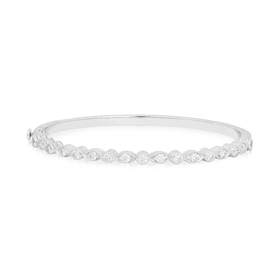 Penny Preville 18K Yellow Gold Round and Marquise Station Bracelet With Round Diamonds