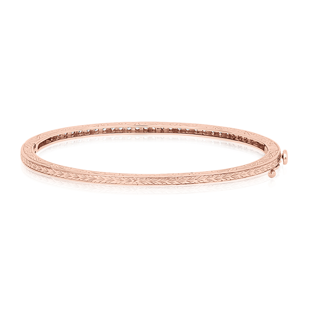 Penny Preville 18K Rose Gold Thin Pave Bangle with Diamonds