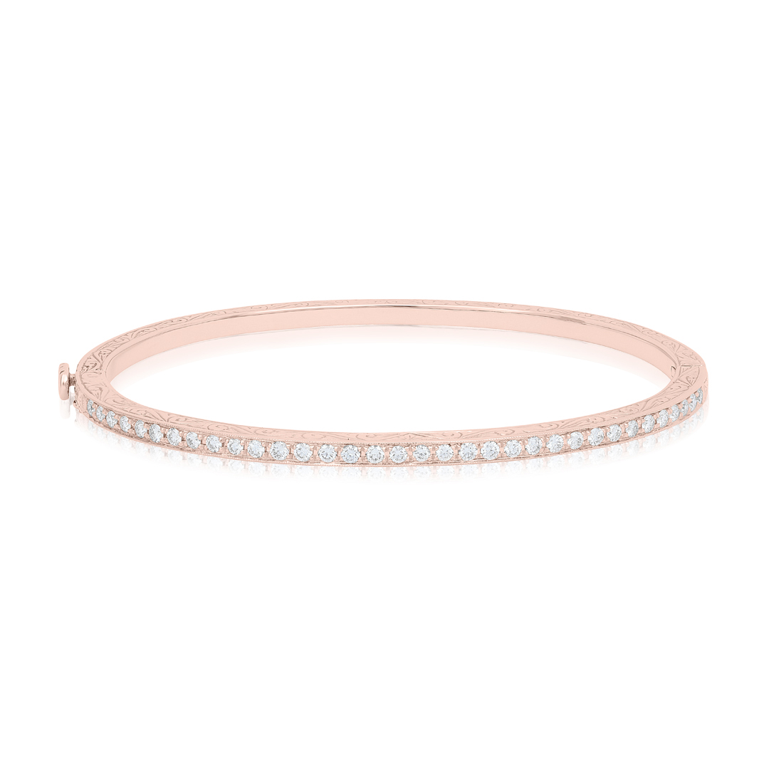 Penny Preville 18K Rose Gold Thin Pave Bangle with Diamonds