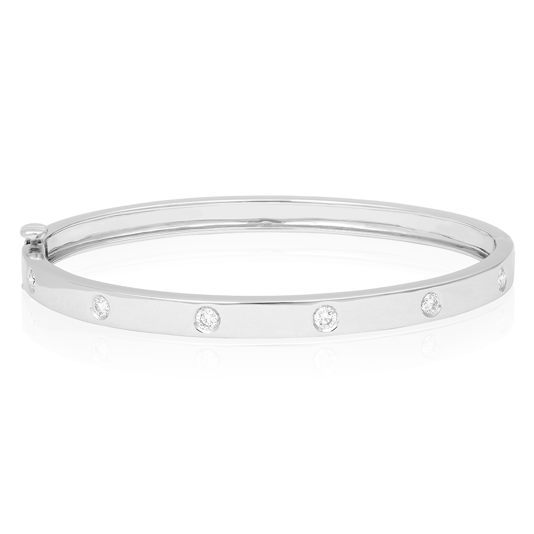 Penny Preville 18K White Gold High Polished Flush Set Diamond Bracelet - 12689