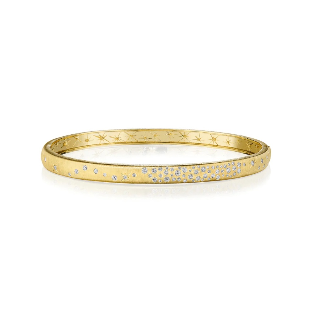 18K Yellow Gold Galaxy Bangle Bracelet