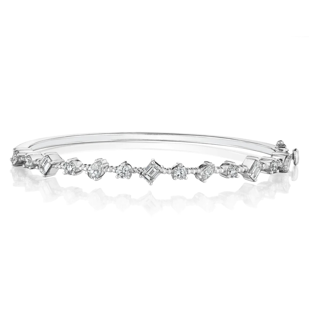 18K White Gold Art Deco Collection Diamond Bangle