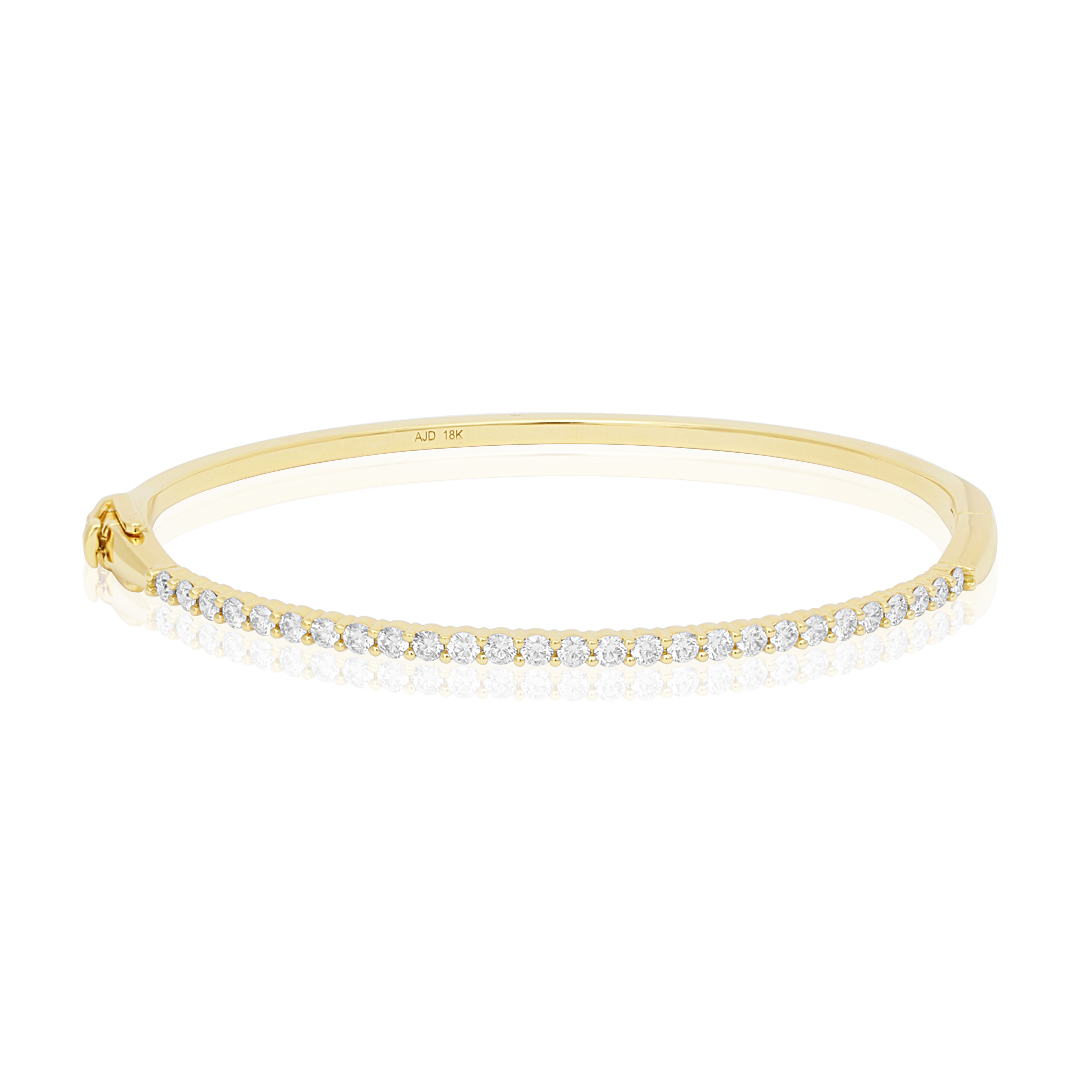 TIVOL 18K Yellow Gold and Diamond Hinged Bangle Bracelet