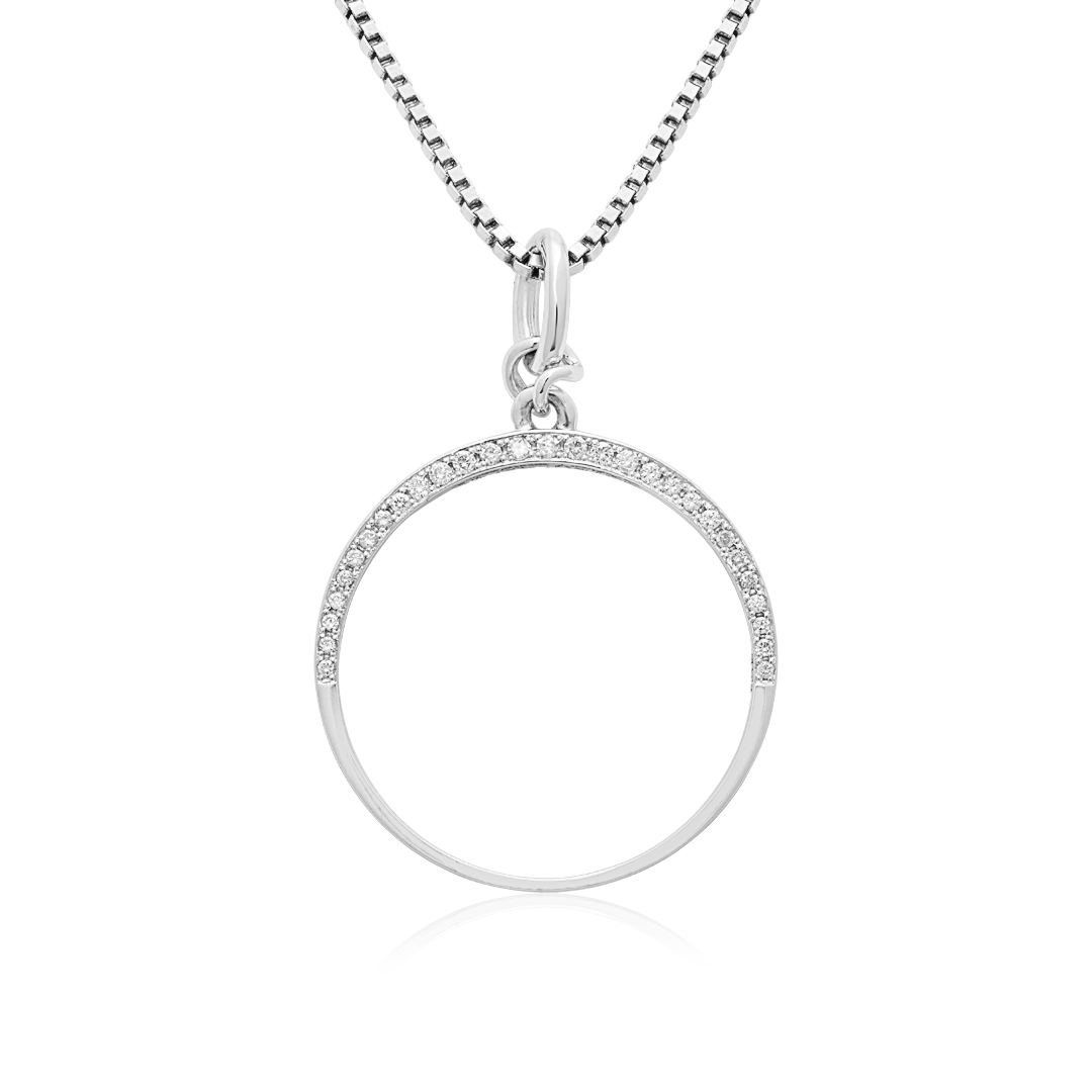 18K White Gold Inverted Hoop Pendant itemprop=