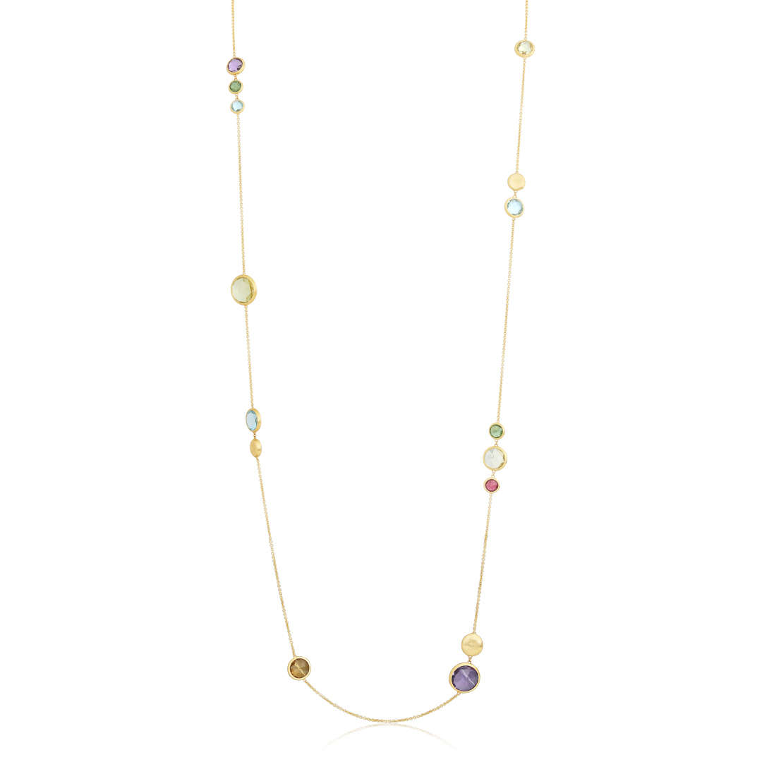 18K Yellow Gold Jaipur Multicolored Stone Necklace itemprop=