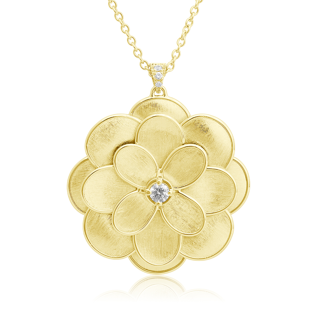 18K Yellow Gold Lunaria Collection Flower Necklace