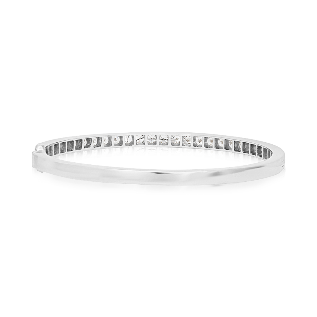 18K White Gold Charles Tivol Hinged Bangle Bracelet with Diamonds