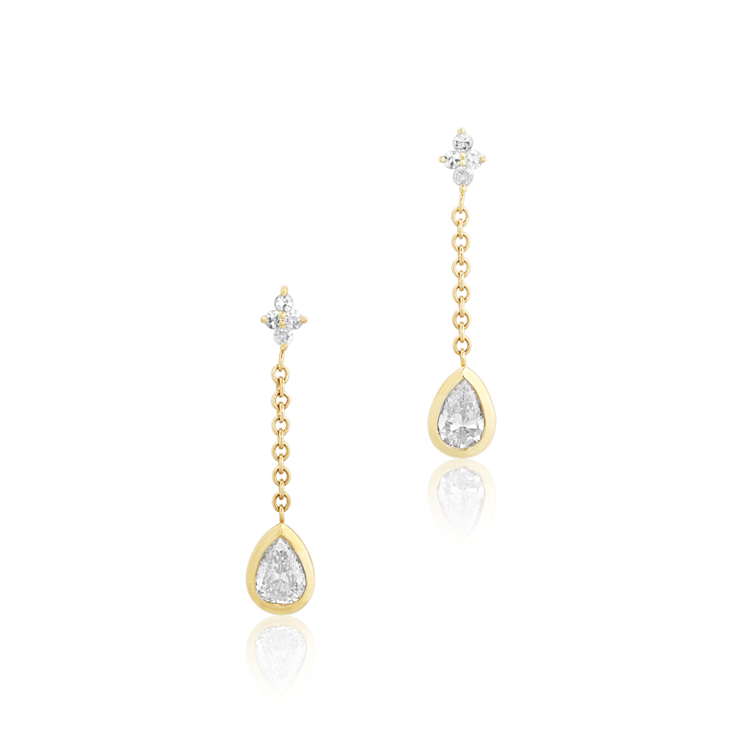 TIVOL 18K Yellow Gold Pear Diamond Drop Earrings