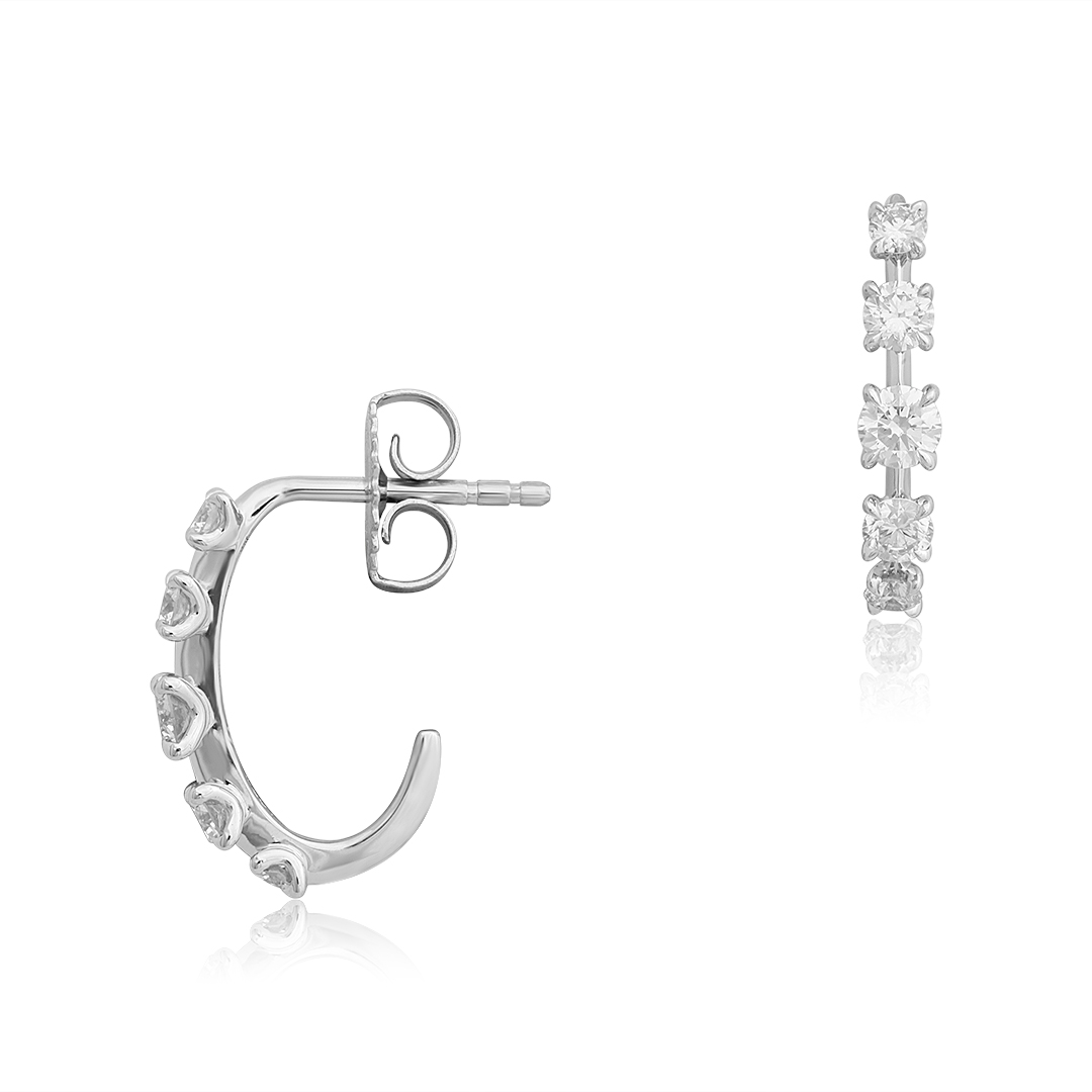 18K White Gold and Diamond Starry Night Hoop Earrings