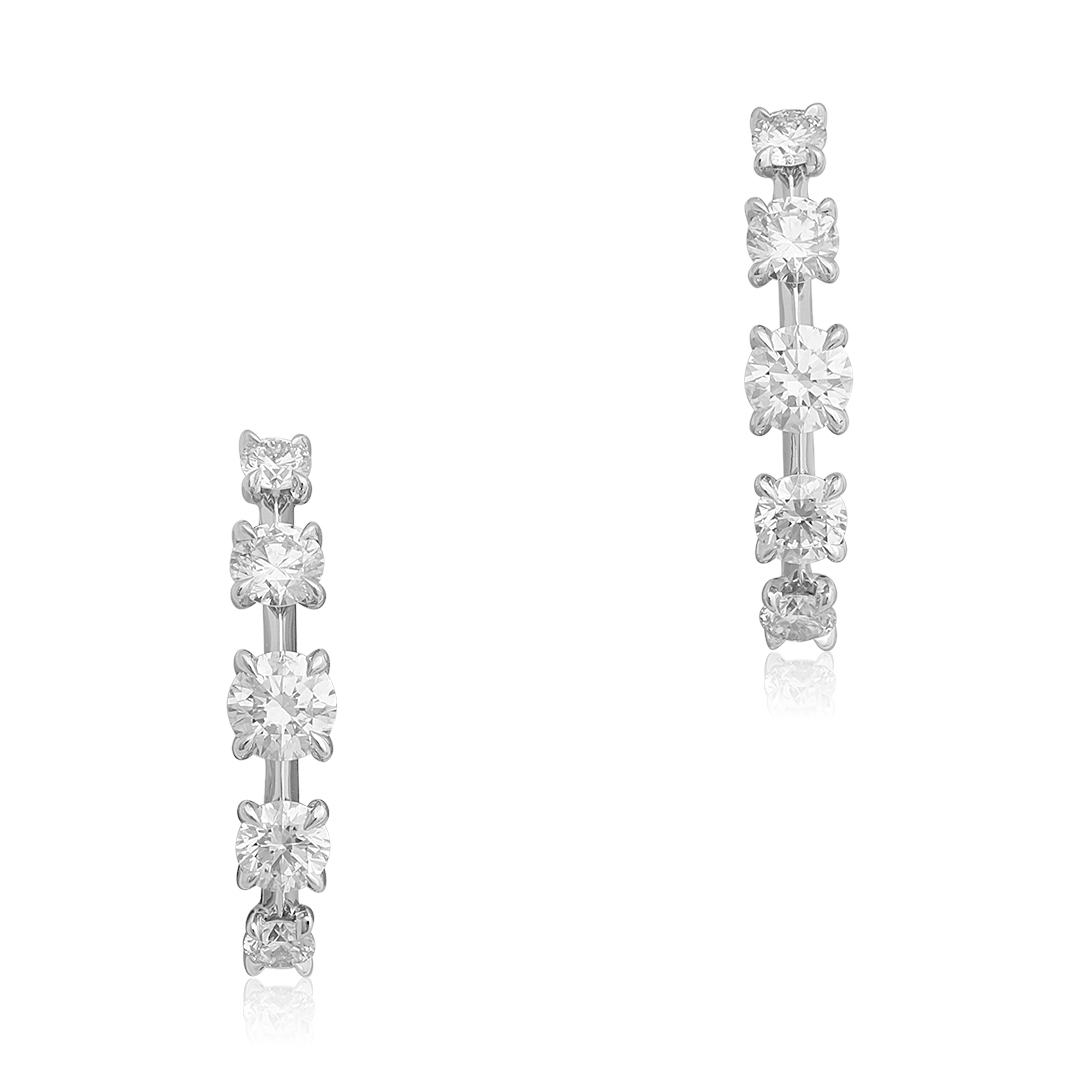 18K White Gold and Diamond Starry Night Hoop Earrings - 13943