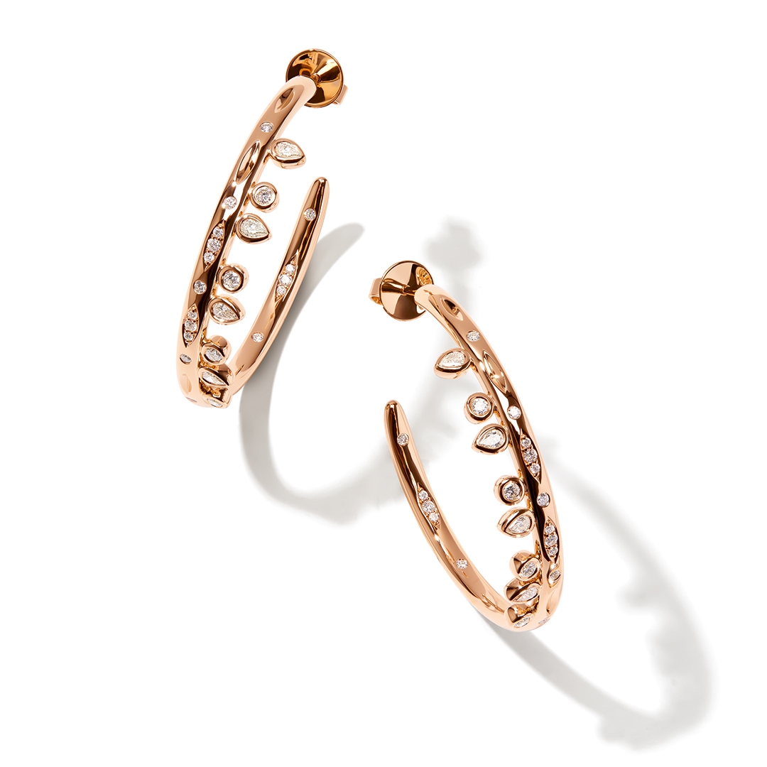 Tamara Comolli 18k Rose Gold and Diamond Classic Hoop Earrings itemprop=