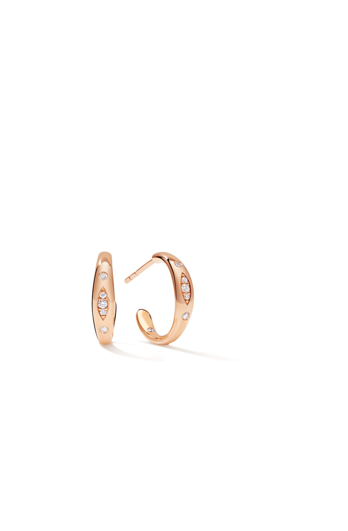 18k Rose Gold Diamond Hoop Gypsy Collection Earrings