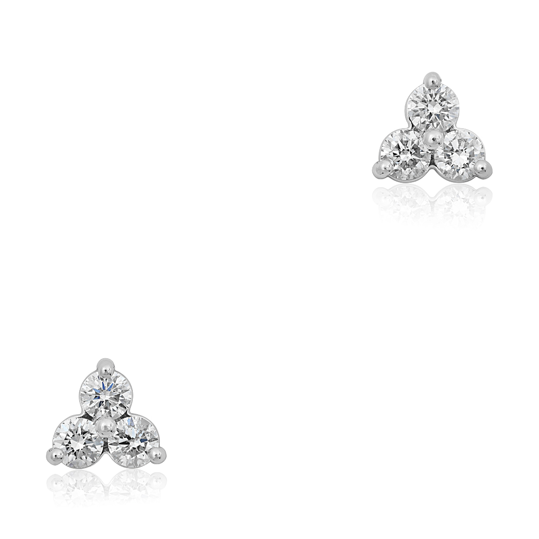 14K White Gold Diamond Cluster Earrings