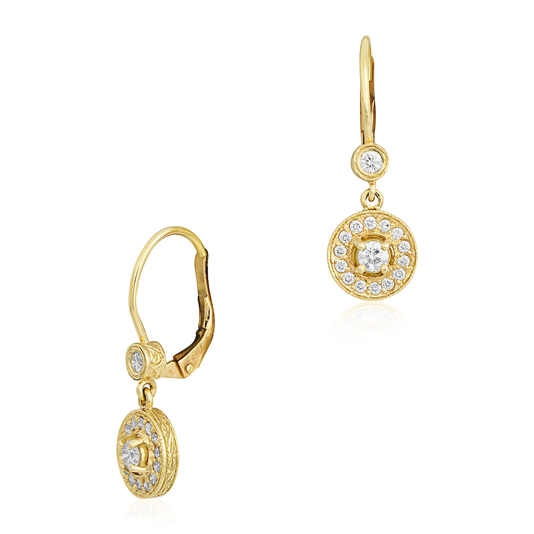 Penny Preville 18K Yellow Gold Round Diamond Drop Earrings