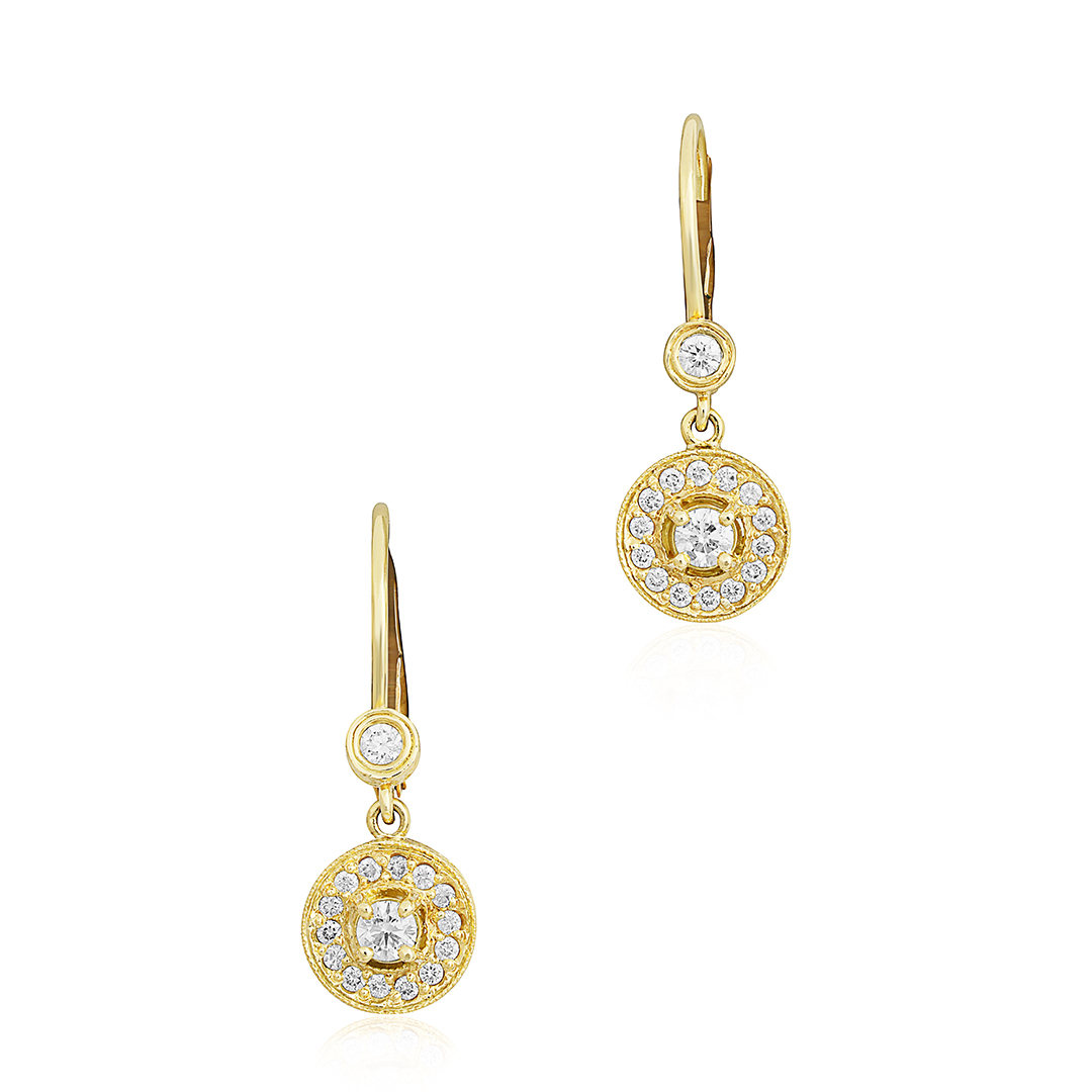 Penny Preville 18K Yellow Gold Round Diamond Drop Earrings
