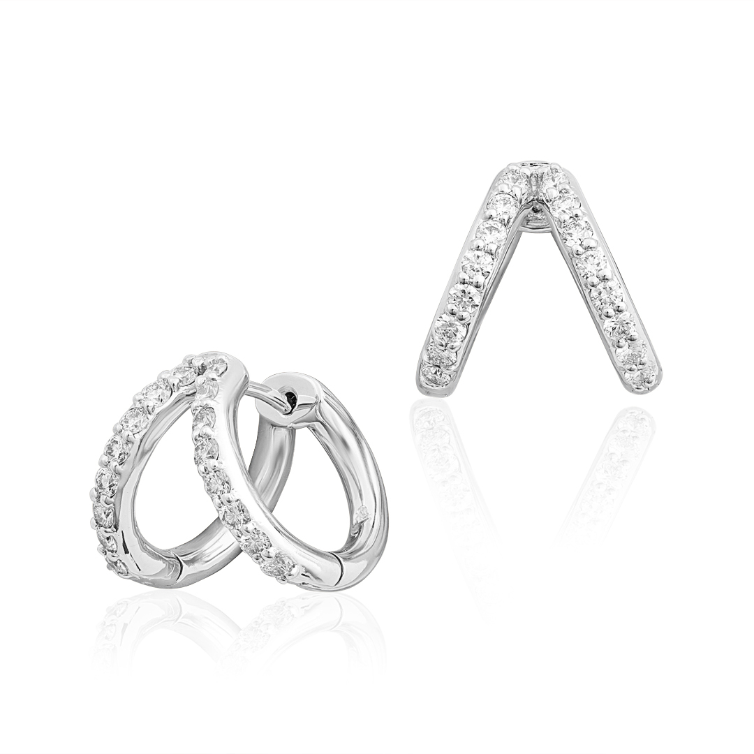 Penny Preville 18K White Gold Split Ear Cuffs With Round Diamonds