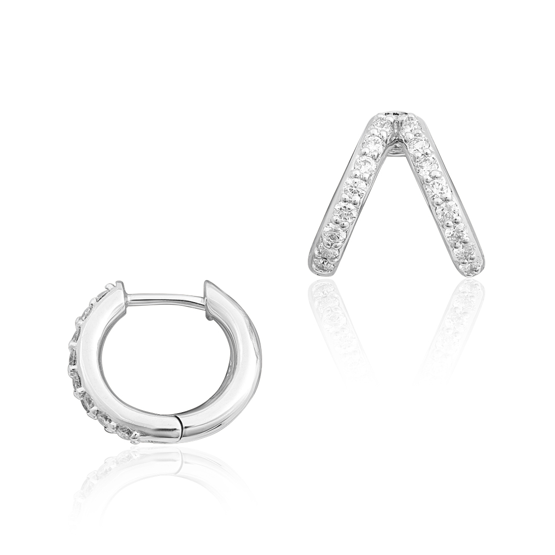 Penny Preville 18K White Gold Split Ear Cuffs With Round Diamonds