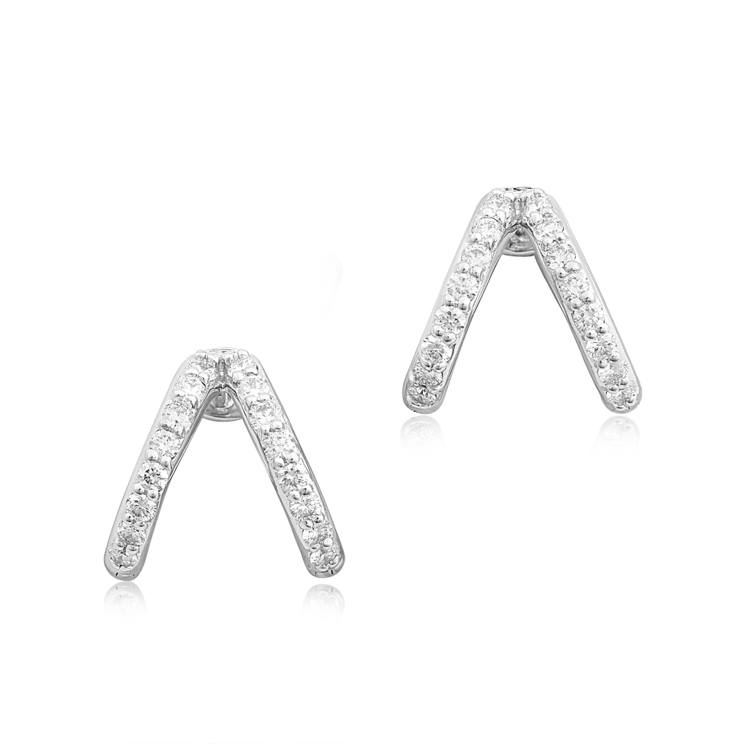 Penny Preville 18K White Gold Split Ear Cuffs With Round Diamonds