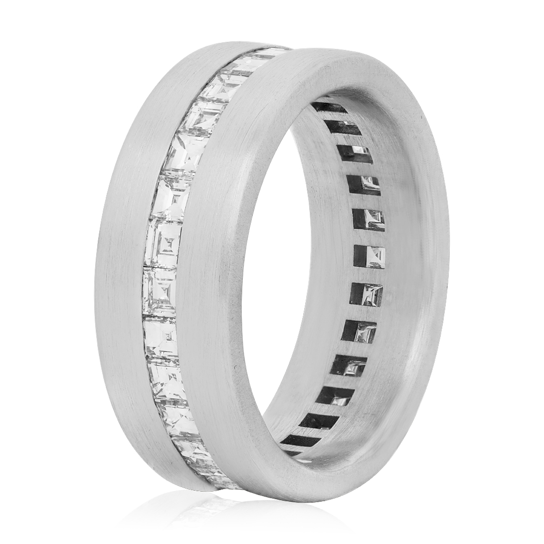 18K White Gold Carre Cut Diamond Eternity Band