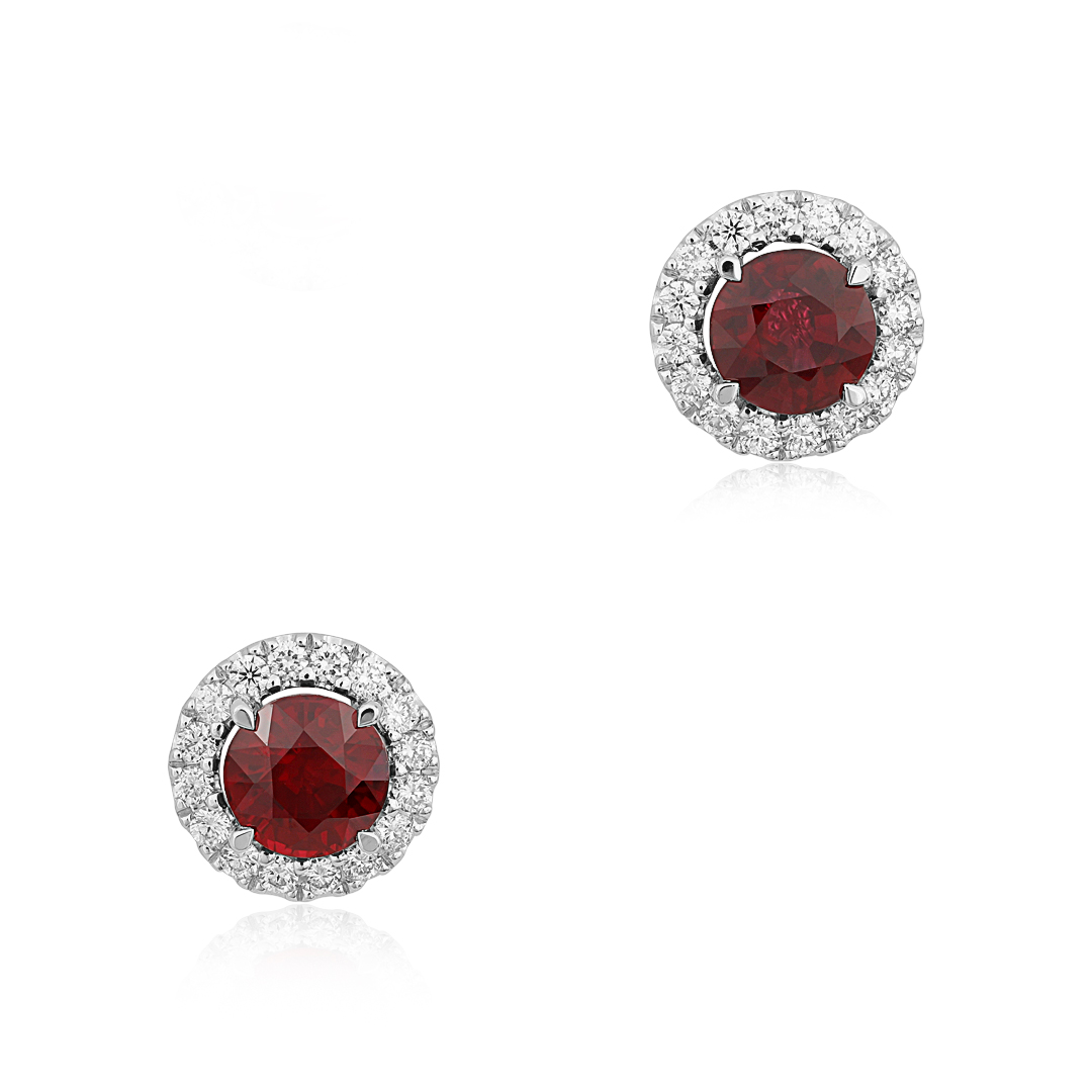 White Gold Ruby Earrings - E5728/ET10341R