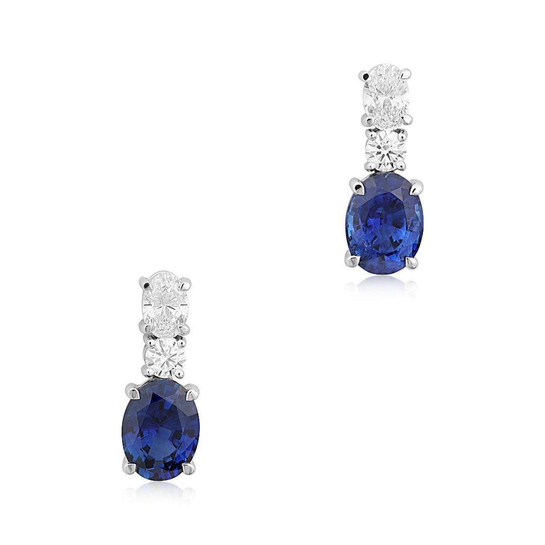 Tivol 18K White Gold Diamond and Blue Sapphire Drop Earrings itemprop=